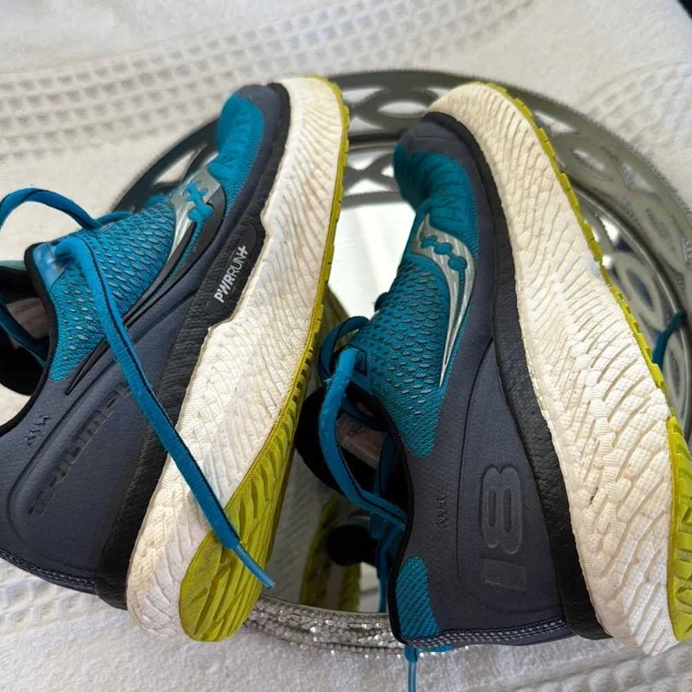 Saucony Teal and Yellow Athletic Shoes